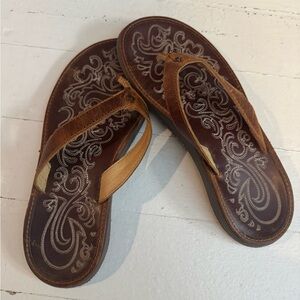 OluKai Brown and Tan Sandals